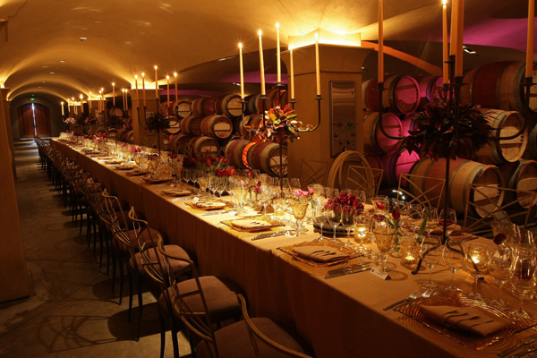 Gala dinner in a wine cave, Napa Valley